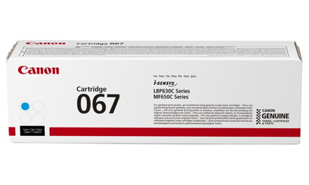 Canon originální toner 067 azurová pro i-SENSYS MF657Cdw (1250 str.)