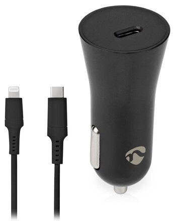 NEDIS nabíječka do auta/ 20 W/ 12 - 24 V DC/ 3.0 A/ USB-C/ automatická volba napětí/ černá/ kabel 1 m