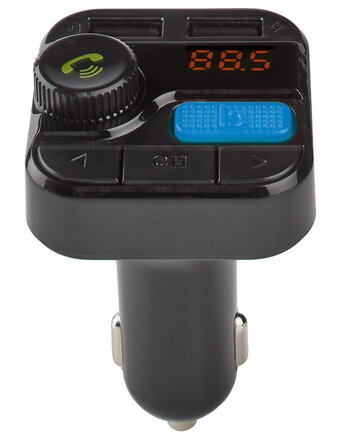 NEDIS FM Transmitter do auta/ Hands free volání/ 0.8 "/ LED obrazovka/ Bluetooth 5.0/ 12 - 24 V DC/ 2.4 A/ 2x USB/ černý