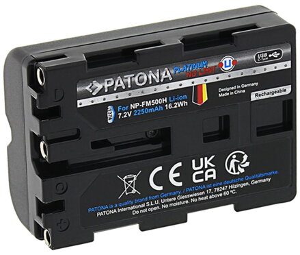 PATONA baterie pro foto Sony NP-FM500H 2250mAh Li-Ion Platinum USB-C nabíjení