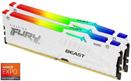 KINGSTON FURY Beast White RGB EXPO 64GB DDR5 6000MHz / CL36 / DIMM / Kit 2x 32GB