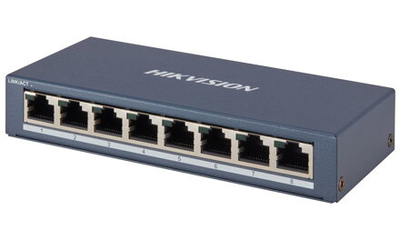 HIKVISION switch DS-3E0508-E(B)/ 8x port/ 10/100/1000 Mbps RJ45 ports/ 16 Gbps/ napájení 5 VDC, 1 A