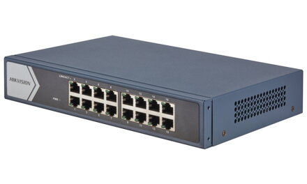 HIKVISION switch DS-3E0516-E(B)/ 16x port/ 10/100/1000 Mbps RJ45 ports/ 32 Gbps/ napájení 220 VAC, 0.3 A