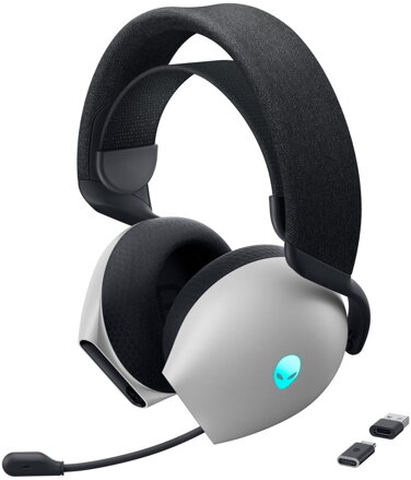 DELL AW720H/ Alienware Dual-Mode Wireless Gaming Headset/ bezdrátová sluchátka s mikrofonem/ stříbrné