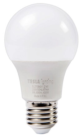 Tesla LED žárovka BULB E27/8W/230V/806lm/25 000h/4000K denní bílá/220st
