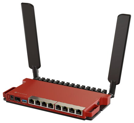 MikroTik L009UiGS-2HaxD-IN, ARM CPU, 512MB RAM, Wi-Fi 6 (802.11ax), 8x GLAN, PoE in/out, SFP, USB 3.0, L5