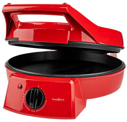 NEDIS pec na pizzu a gril/ 3 nastavení teploty/ velikost grilovací desky 30 cm/ spotřeba 1800 W/ červený (hliník)