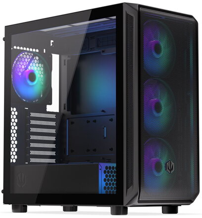 Endorfy skříň Arx ARGB / ATX / 4x 140 ARGB fan (prostor až pro 8 fans) / 2x USB / USB-C / mesh p. / tvrzené sklo / černá