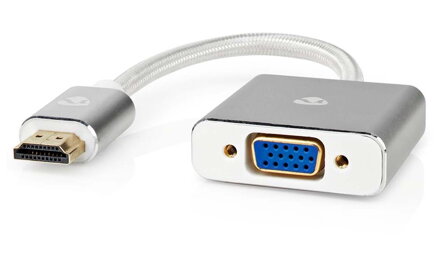 NEDIS PROFIGOLD adaptér HDMI/VGA/ konektor HDMI - VGA zásuvka/ hliník/ stříbrný/ BOX/ 20cm