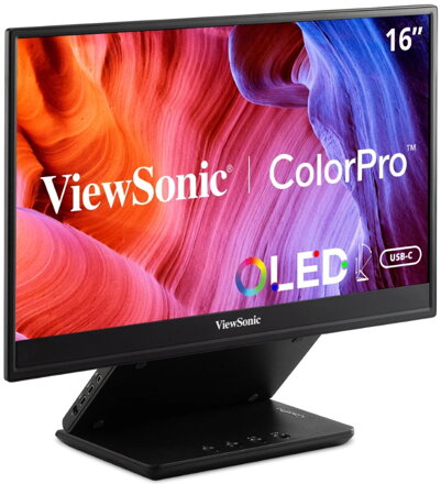 ViewSonic VP16-OLED - přenosný mon./15,6"/OLED/16:9/ 1920x1080/60Hz/1ms/ 400cd/m2/microHDMI/2xUSB-C/stojan/ repro