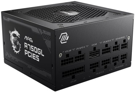 MSI zdroj MAG A750GL PCIE5/ 750W/ ATX3.0/ akt. PFC/ 7 let celk. záruka/ 120mm fan/ modulární kabeláž/ 80PLUS Gold