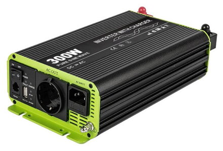 KOSUN menič napätia s nabíjačkou s funkciou UPS, batéria 12V / AC230V čistý sinus, 300W
