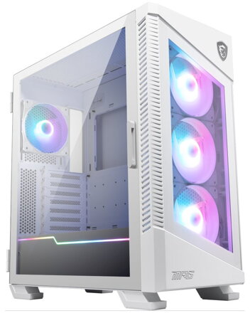 MSI skříň MPG VELOX 100R WHITE/ bez zdroje/ levé temperované sklo/ 4x ARGB 120 mm fan/ 1x USB3.1 Type-C/ 2x USB3.0/ bílá