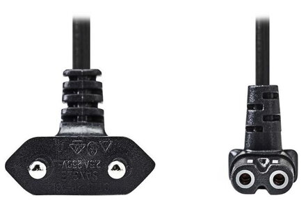 NEDIS napájecí kabel pro adaptéry/ Euro zástrčka - konektor IEC-320-C7/ úhlový-úhlový/ dvoulinka/ černý/ 3m