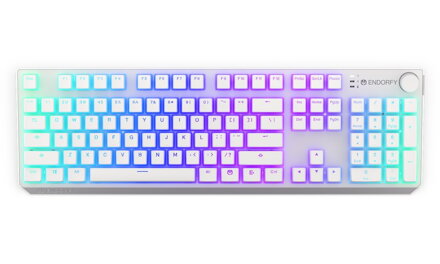 Endorfy herní klávesnice Thock Wireless Red Onyx White Pudding / red sw. / bezdrátová / mech. / US layout / bílá RGB