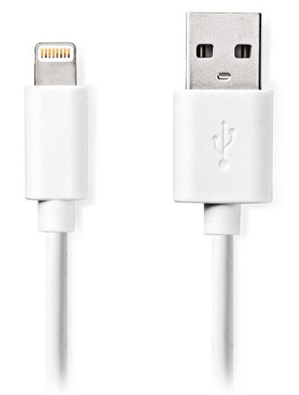 NEDIS synchronizační a nabíjecí kabel/ Apple Lightning 8-pin zástrčka - USB A zástrčka/ bílý/ 1m