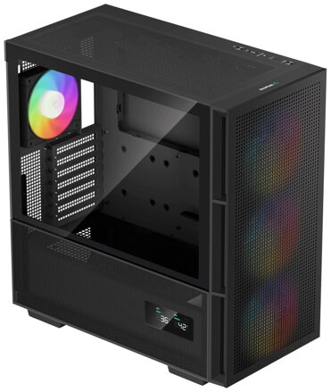 DEEPCOOL skříň CH560 Digital / MidT/ 3x140 a 120mm ARGB fan / USB 3.0 / USB-C/ tvrzené sklo / digitální displej / černá