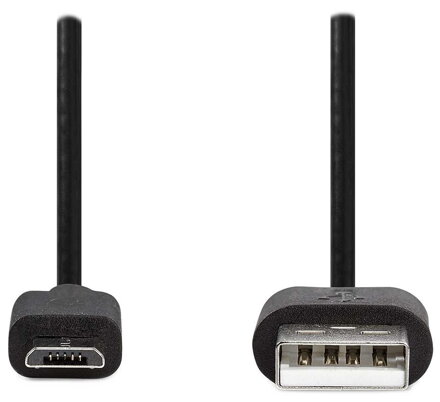 NEDIS kabel USB 2.0/ zástrčka USB-A - zástrčka USB-Micro B/ kulatý/ černý/ 1m