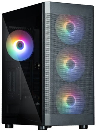 Zalman skříň i4 TG / Middle Tower / 4x 140 mm RBG LED fan / 2x USB 3.0 / 1x USB 2.0 / mesh panel / tvrzené sklo / černá