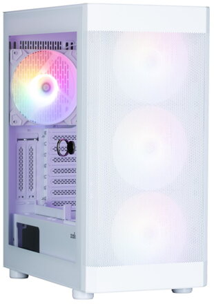 Zalman skříň i4 TG / Middle Tower / 4x 140 mm RBG LED fan / 2x USB 3.0 / 1x USB 2.0 / mesh panel / tvrzené sklo / bílá