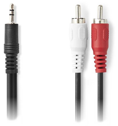 NEDIS redukční stereo audio kabel s jackem/ zástrčka 3,5 mm - 2x zástrčka RCA/ černý/ bulk/ 3m