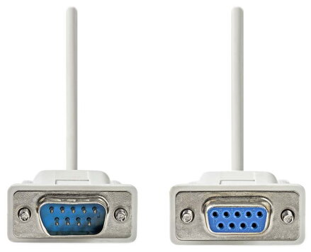 NEDIS sériový kabel/ D-SUB 9-pin zástrčka - D-SUB 9-pin zásuvka/ slonovinová/ bulk/ 2m