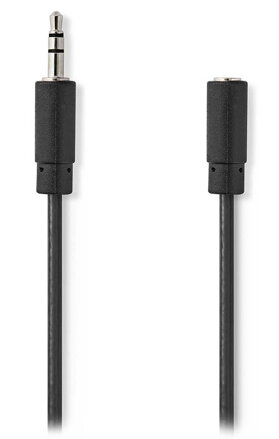 NEDIS prodlužovací stereo audio kabel s jackem/ zástrčka 3,5 mm - zásuvka 3,5 mm/ černý/ 1m
