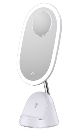 POŠKOZENÝ OBAL - IMMAX LED kosmetické zrcátko FACE 3v1/ stojánek s Qi nabíjením/ 18W/ 70lm/ DC 12V/1,5A/ bílé
