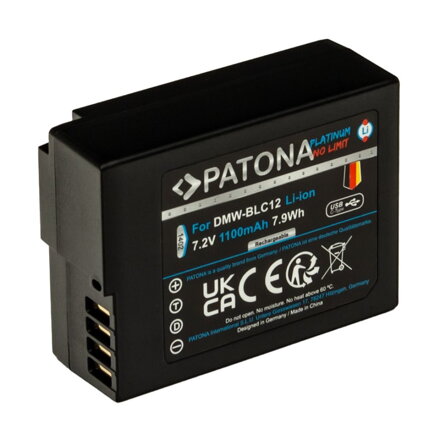 PATONA baterie pro foto Panasonic DMW-BLC12 1100mAh Li-Ion Platinum USB-C nabíjení