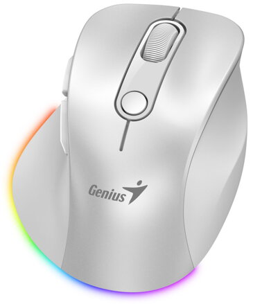 GENIUS Ergo 9000S Pro Pearl White/ duální Bluetooth + 2,4GHz/ 2400 dpi/ bezdrátová/ 6tlačítková/ tichá/ bílá
