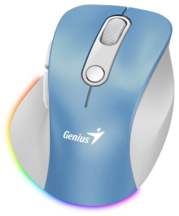 GENIUS Ergo 9000S Pro Light Blue/ duální Bluetooth + 2,4GHz/ 2400 dpi/ bezdrátová/ 6tlačítková/ tichá/ modrobílá