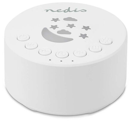 NEDIS zvukový přístroj s bílým šumem/ 18 možností zvuků/ 1 W/ baterie 18 hod/ stmívatelné světlo/ časovač/ bílý