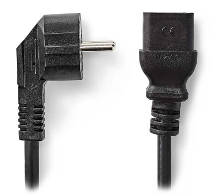 NEDIS napájecí kabel 230V/ přípojný 16A/ konektor IEC-320-C19/ úhlová zástrčka Schuko/ černý/ bulk/ 2m