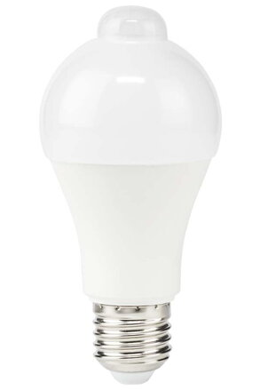 NEDIS LED žárovka E27/ A60/ 8,5 W/ 220 V/ 806 lm/ 3000 K/ teplá bílá/ detekce pohybu/ matná