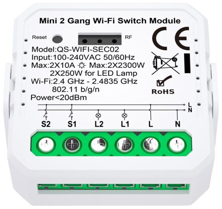 IMMAX NEO LITE SMART kontroler V7 2-tlačítkový Wi-Fi, TUYA