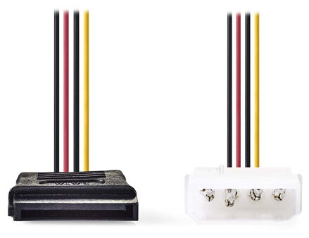 NEDIS redukční kabel interního napájení/ 15-pinová zásuvka SATA - zástrčka Molex/ více barev/ box/ 15cm