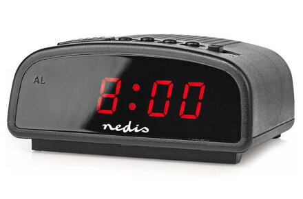 NEDIS digitální stolní budík/ LED displej/ funkce odloženého buzení/ jeden alarm/ černý