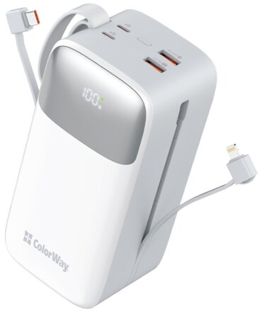 COLORWAY powerbanka/ 50 000mAh/ 1x USB QC3.0/ USB-C/ Lightning/ 22,5W/ Bílá