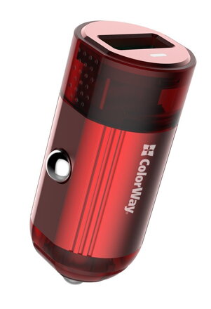 COLORWAY 1x USB nabíječka do auta 18W/ Červená