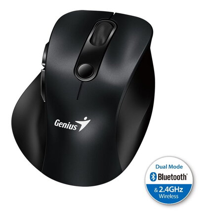 POŠKOZENÝ OBAL - GENIUS Ergo 9000S Black/ duální Bluetooth + 2,4GHz/ 2400 dpi/ bezdrátová/ tichá/ černá POŠKOZENÝ OBAL - GENIUS Ergo 9000S Black/ duální Bluetooth + 2,4GHz/ 2400 dpi/ bezdrátová/ tichá/ černá
