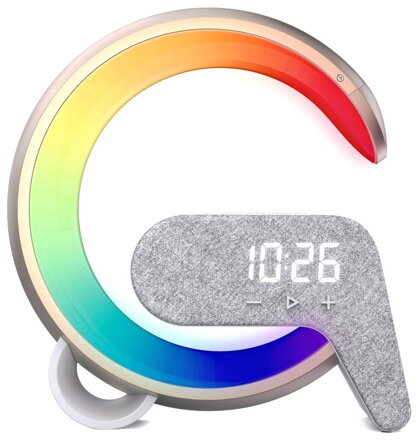 IMMAX LED relaxační lampička FLAMINGO/ Qi nabíjení/ budík/ RGB/ 300lm/ USB výstup/ BT 5.1/ zlatá