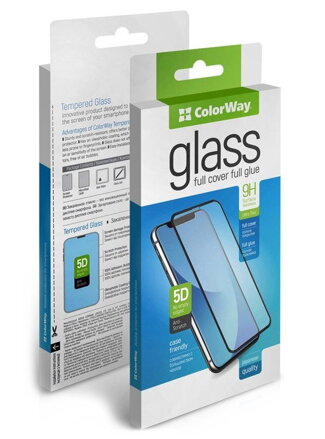 COLORWAY ochranné sklo Glass 9H FC glue / Apple iPhone 16 Pro Max/ black