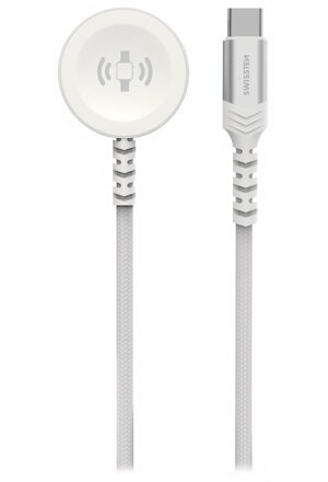 SWISSTEN OPLETENÝ MAGNETICKÝ KABEL PRO APPLE WATCH KOVOVÝ, USB-C 1.2 M BÍLÝ