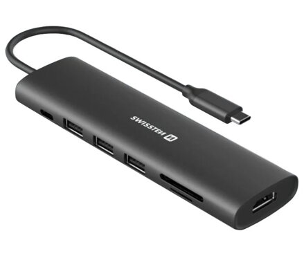 SWISSTEN USB-C HUB 7-IN-1 (USB-C 100W, HDMI 4K, 1x USB-A 3.0, 2x USB-A 2.0, SD, MICRO SD) ALUMINIUM SWISSTEN USB-C HUB 7-IN-1 (USB-C 100W, HDMI 4K, 1x USB-A 3.0, 2x USB-A 2.0, SD, MICRO SD) ALUMINIUM