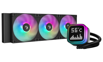 DEEPCOOL vodní chladič LP360 ARGB / 3x120mm ARGB fan / 6x heatpipe / digitální display / černý