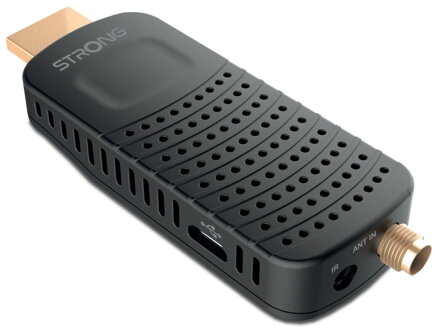 STRONG DVB-T/T2 tuner HDMI stick SRT 84/ Full HD/ H.265/HEVC/ externí anténa/ EPG/ PVR/ HDMI/ USB/ micro USB/ IR/ černý