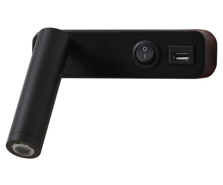 IMMAX GOAL designové nástěnné LED svítidlo, vypínač, USB, 3W, černé