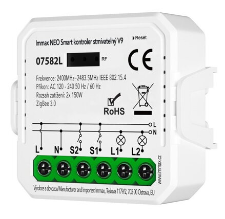 IMMAX NEO SMART kontroler stmívatelný V9, 2-tlačítkový, Zigbee 3.0, TUYA