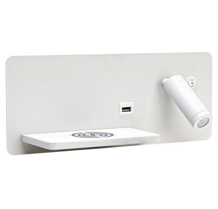 IMMAX LED Be PREPARE 4v1, bodové svítidlo s Qi nabíjením, USB, bílé, varianta levá