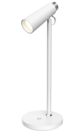 IMMAX LED stolní lampička TIT/ Qi nabíjení/ 12W/ DC12V/1A/ 100-240 VAC/ 150lm/ bílá se stříbrnými prvky